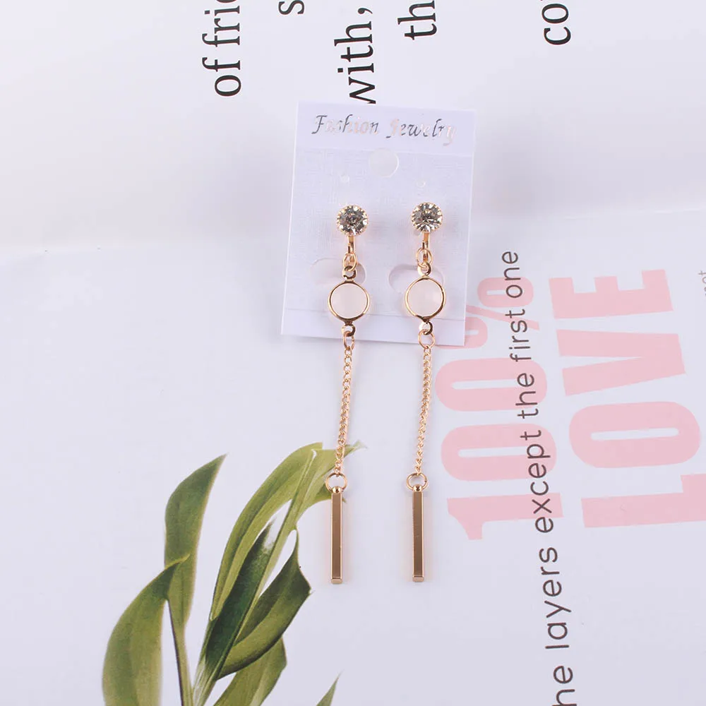 JIOFREE, корейский стиль, длинные, кубический цирконий, геометрические, элегантные, на клипсах, для женщин, для пирсинга, вечерние, свадебные, элегантные, аксессуары