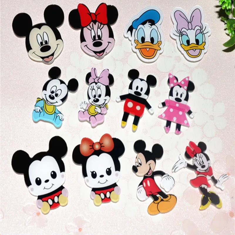 1 шт. Harajuku милый мультяшный Микки Минни значок пластиковая брошь для одежды на