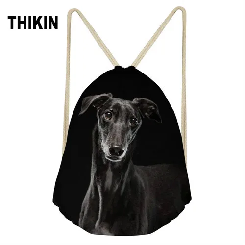 THIKIN дизайн 3D животное собака темно серый итальянский Принт Школа Девушки Drawstring