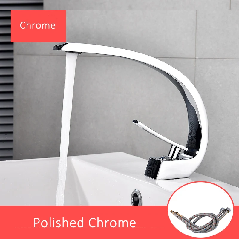 Chrome Quyanre хромированные оранжевые смесители для раковины, Современный Смеситель для ванной комнаты, латунный кран для умывальника с одной ручкой и одним отверстием, элегантный кран - Цвет: Chrome