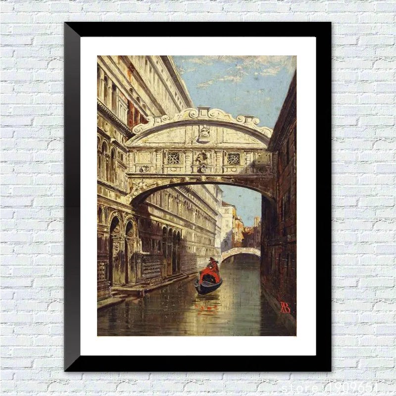 Хлопок без рамки Классическая Венеция-город на воде пейзаж холст печать картина