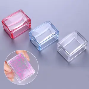 Прямоугольная Желейная головка силиконовый Стэмпер для ногтей со скребком для полировки, инструмент шаблон для переноса изображений пластина для стемпинга для нейл-арта