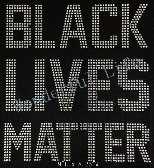 Free shipping hotfix rhinestones heat transfer design image for Black Lives Matter Words clothing in white crystal very good | Дом и сад