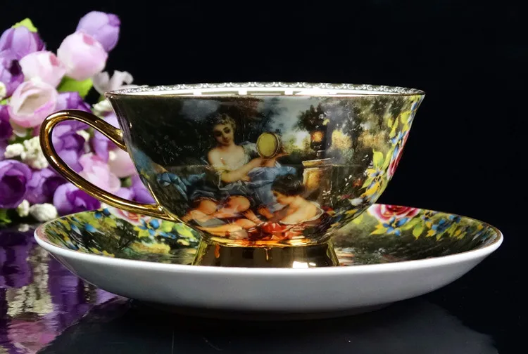 Retro Palace European bone china coffee cup saucer high-grade British ceramic cup afternoon tea mug saucer set Queen's Cup CL092