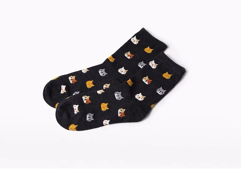 OLN 36 46 хлопковые носки для женщин милые с животными корейские котом Chaussette Femme 5 пар