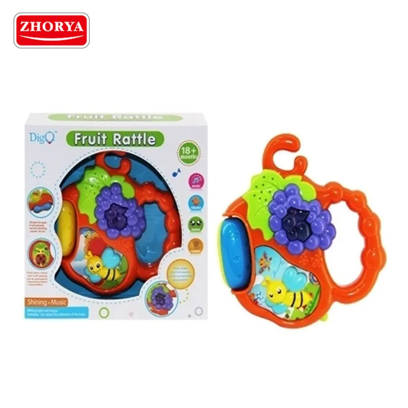 Grape Zhorya фрукты игрушка-погремушка для малышей Пластик дрожание рук, забавные детские игрушки с светильник& музыки развивающие детские игрушки подарки - Цвет: Grape