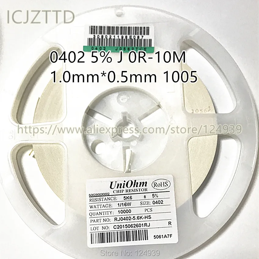 100pcs 1/10W RJ0402 5% SMD Res 1.0*0.5 62K 68K 75K 82K 91K 100K 110K 120K 130K 150K 160K 180K 200K 220K 240K 270K 300K 330K 360K |