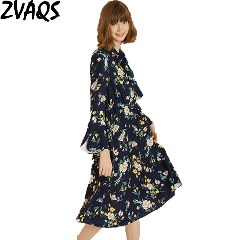 Женское шифоновое платье с V образным вырезом и длинным рукавом|fashion long dress|long
