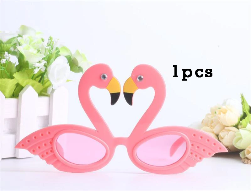 1pcs glasses Гавайские вечерние Фламинго конфетти оформление латексными воздушными шариками баннер Pull Flag ананас Лето день рождения - Цвет: 1pcs glasses