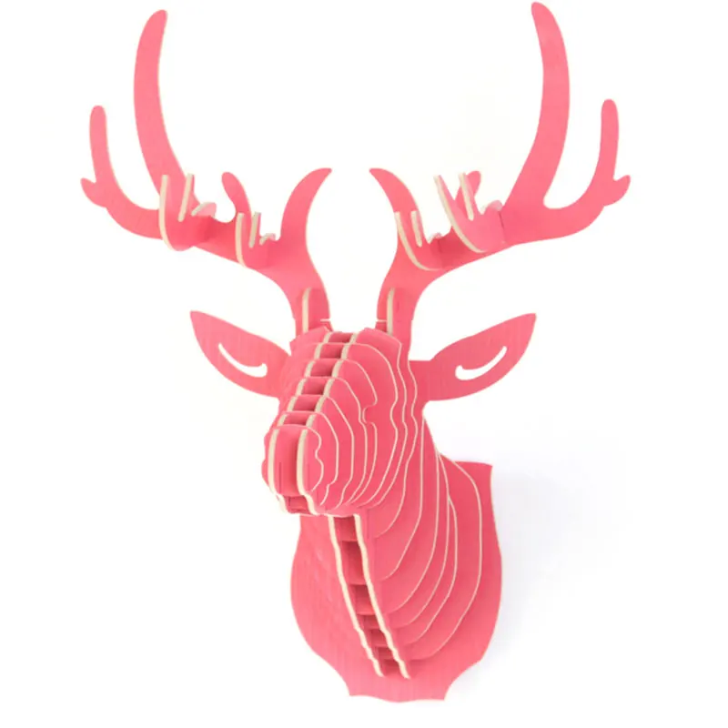 3D Puzzle Wooden DIY Creative Model Wall Hanging Deer Head Elk Wood Gift Craft Home Decoration Animal Wildlife | Дом и сад