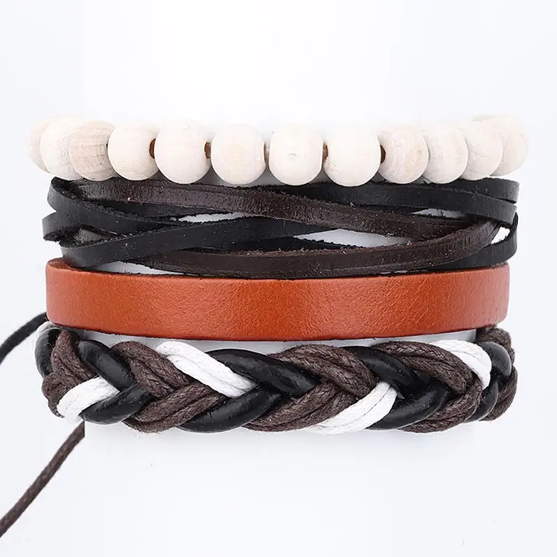 Новый классический набор из 6 многослойных кожаных браслетов для мужчин и женщин