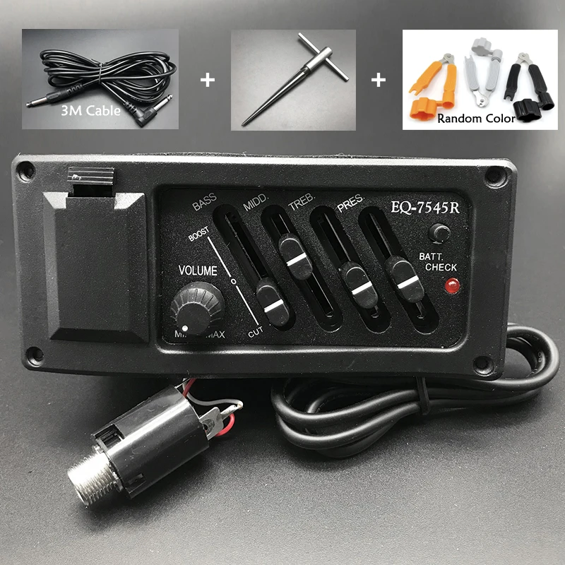 7545R Kit A3 4 полосным EQ-7545R гитары предусилитель пьезо пикап усилитель эквалайзер звукосниматель для акустической гитары с 6,5 мм Выход - Цвет: 7545R Kit A3