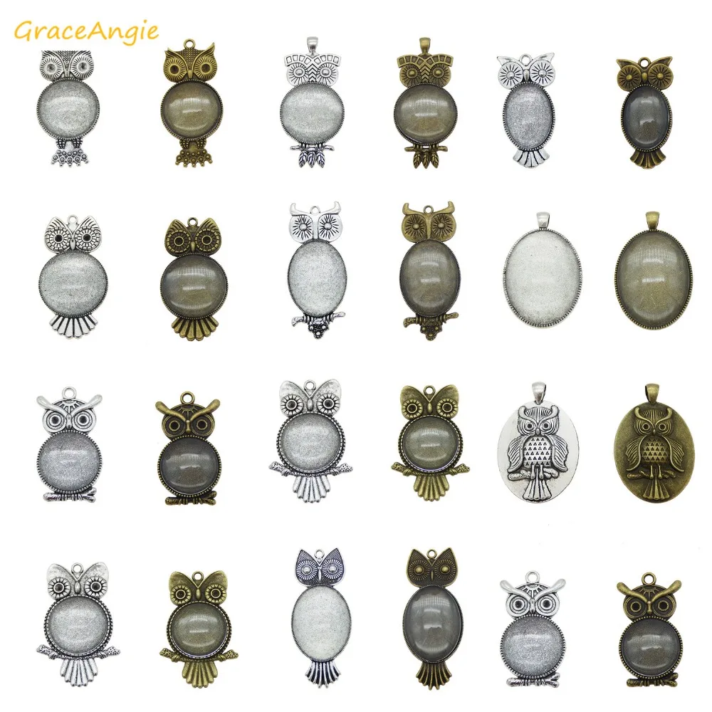 GraceAngie 8 комплектов цинковый сплав форма совы поднос пустая Подвеска со