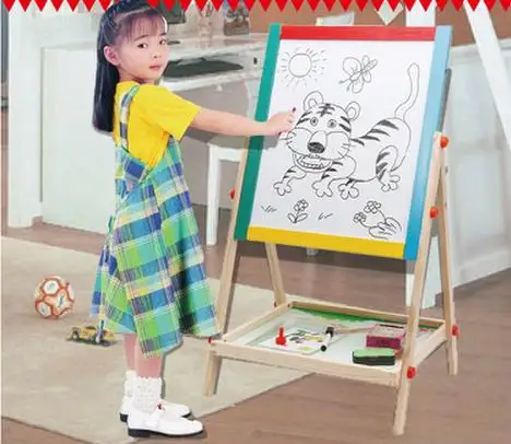Огромный детская деревянная доска для рисования/регулируемая высота магнитная