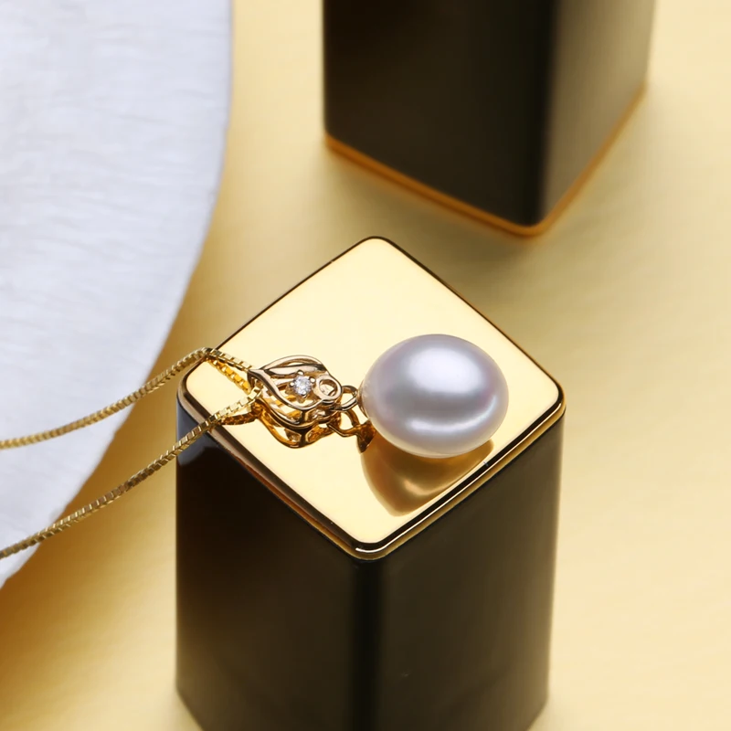 FENASY 18K Yellow Gold pendant pearl Jewelry AU750 gold heart for lovers pendants send s925 silver necklace | Украшения и