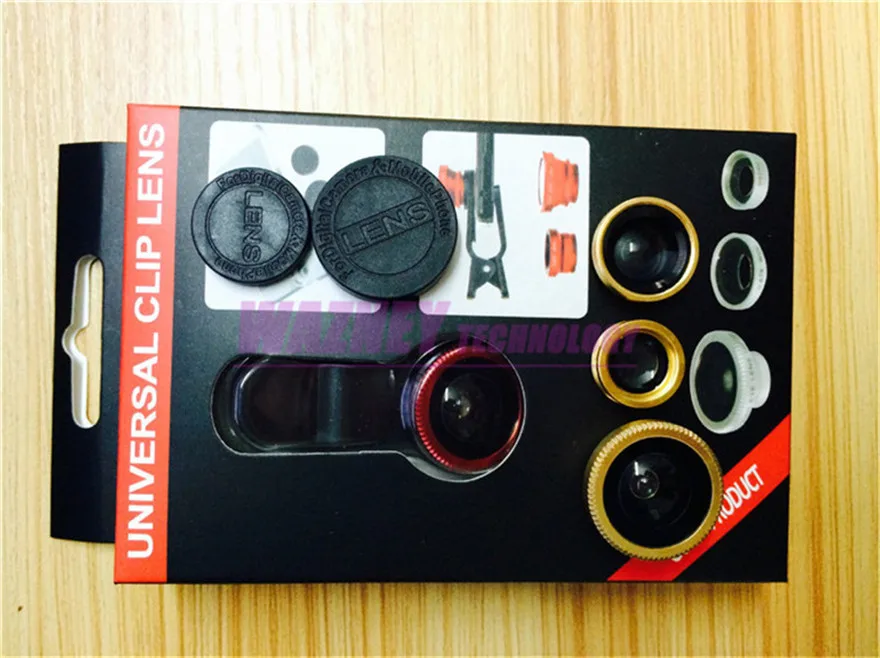 3 в 1 Универсальный клип на рыбном глазу Макро широкоугольный объектив мобильный