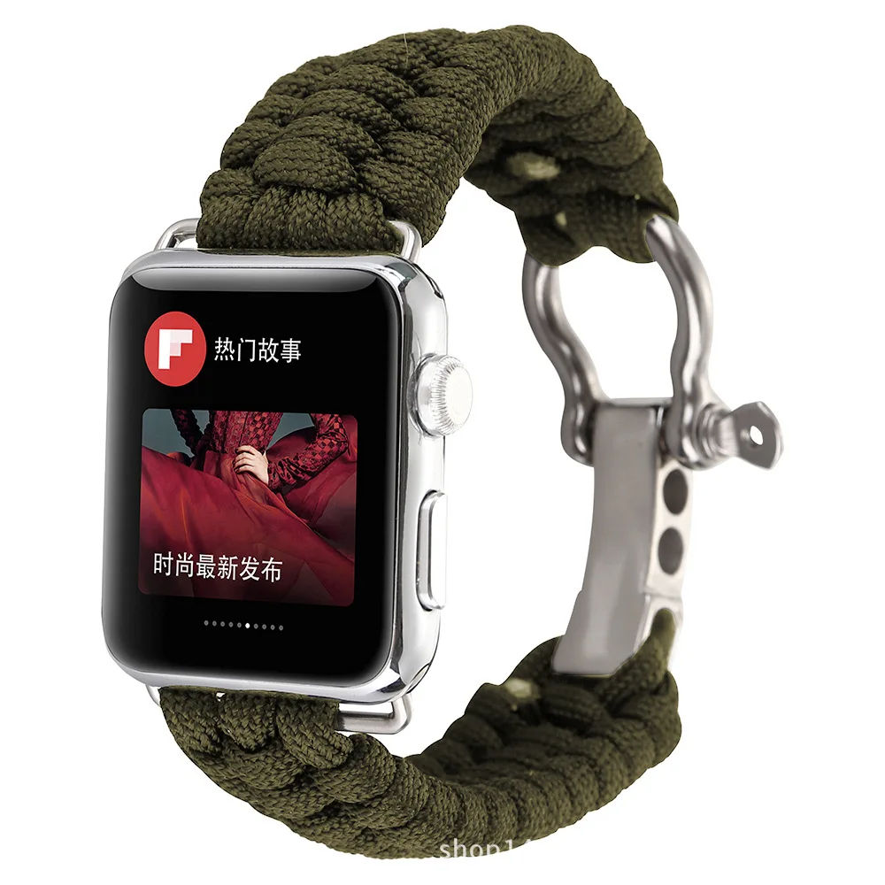 Для iWatch Apple Watch 38 мм 42 мужской браслет из нейлоновой веревки для выживания ремешок