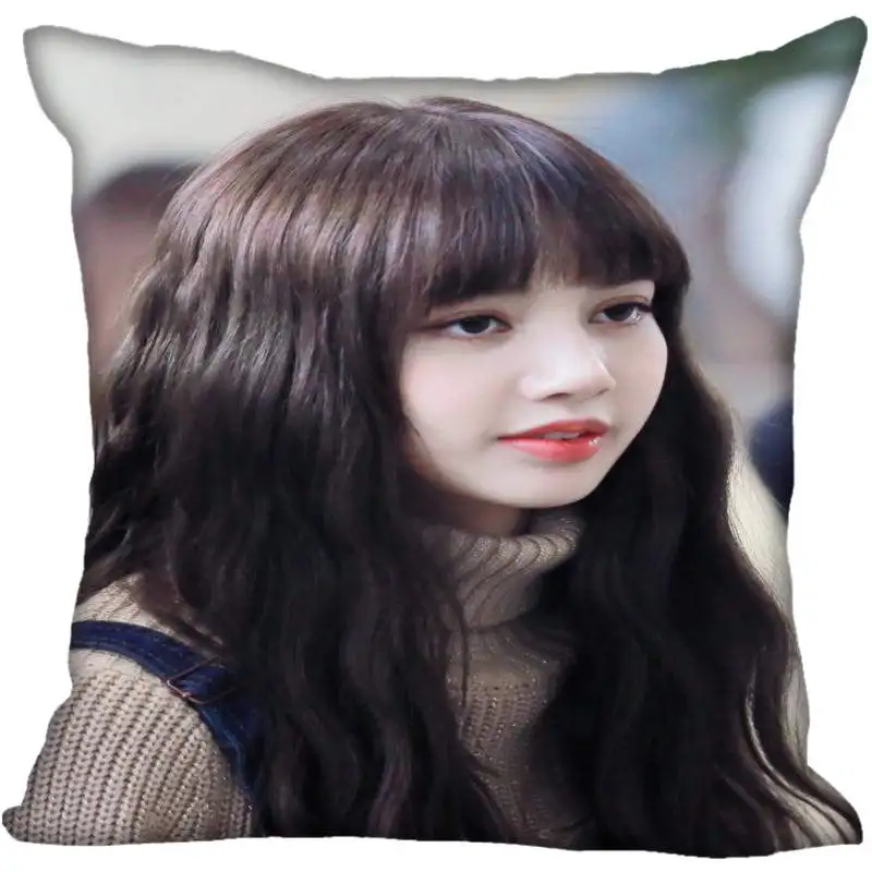 10 Fan Xi, хит, на заказ, KPOP, черно-розовая Лиза, принтованная шелковая квадратная наволочка, для дома, декоративная, на молнии, атласная наволочка(одна сторона - Цвет: 10