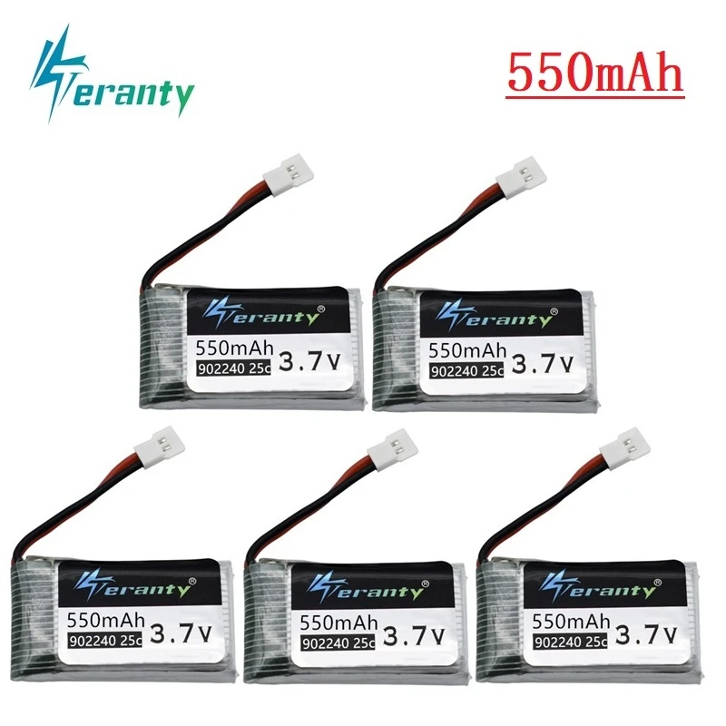 

3.7V 550mAh 25c Lipo Battery for JXD 523 523W H43WH UFO Helicopters RC Quadcopter Spare Parts 902240 3.7v Drone battery 5pcs/set