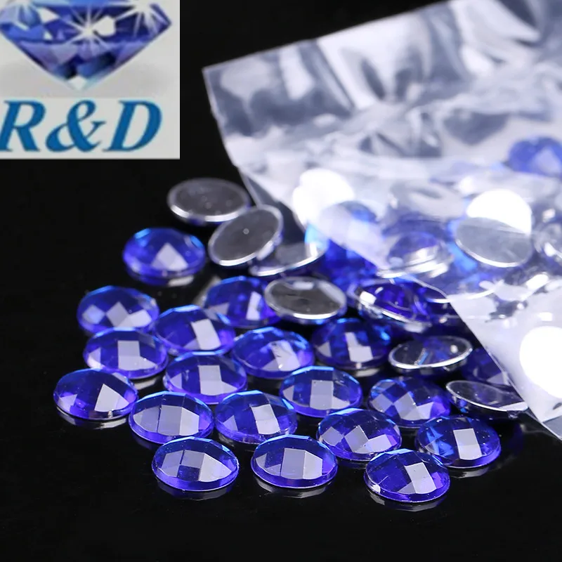 1000 шт./лот превосходные тайваньские акриловые 10 мм Королевский синий с плоским