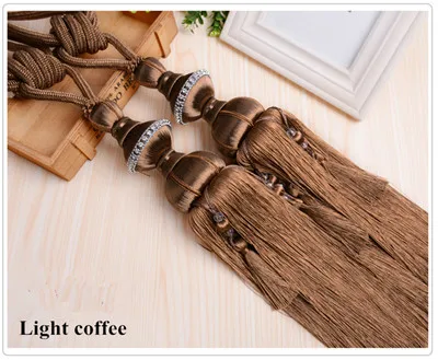 Light coffee XWL 2 шт. шторы Tiebacks кисточкой бахрома Висячие ремни мяч застежка для занавески аксессуары декоративные ремешки крюк Держатель - Цвет: Light coffee