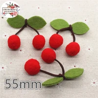 5cm 12pcs patches pompon cherry felt appliques for clothes sewing supplies craft ornament