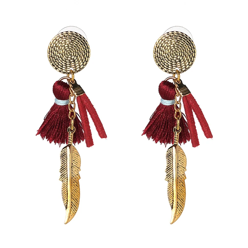 Для женщин модные длинные в форме капли серьги с перьями богемном стиле