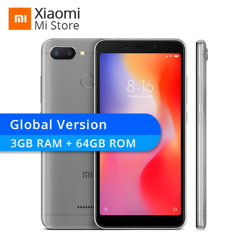 Глобальная версия Xiaomi Redmi 6 3 GB Оперативная память 64 Гб Встроенная телефона Redmi6 Helio