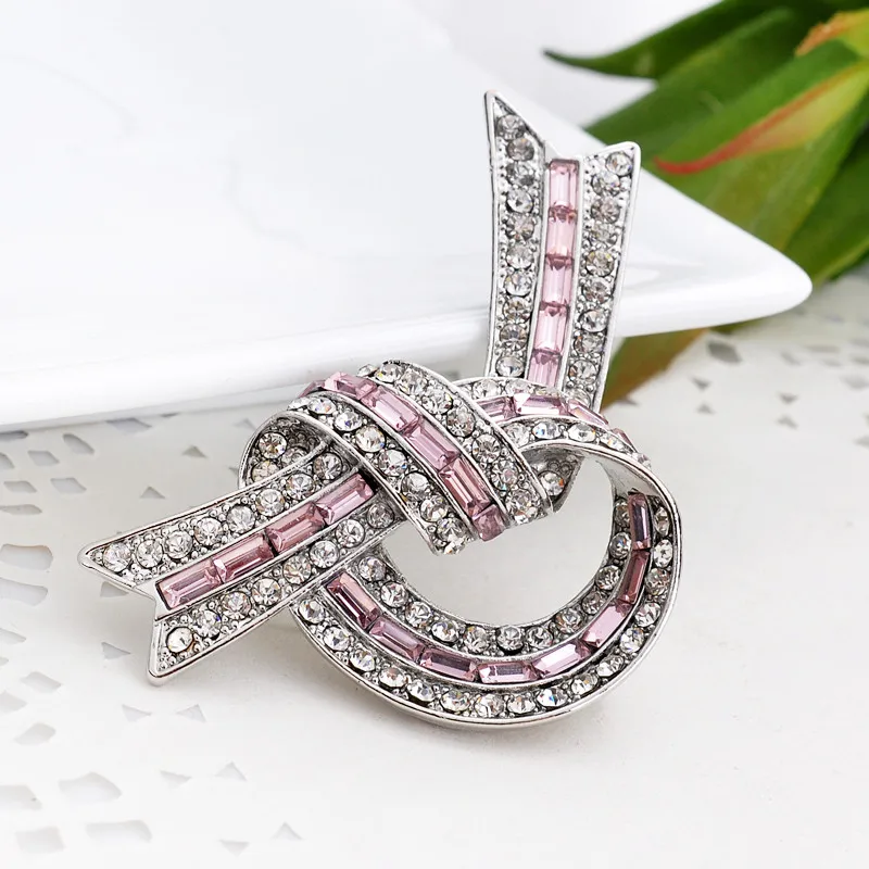 Булавка бант из хрустального стекла и цинкового сплава для женщин модные