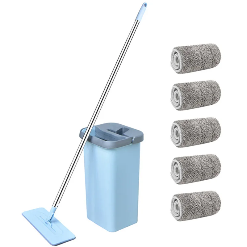 5 mop cloth total Congis ручное отжимное Плоское Ведро для швабры с 5 шт. тряпкой из микрофибры, ведро для уборки пола, инструменты для уборки дома - Цвет: 5 mop cloth total