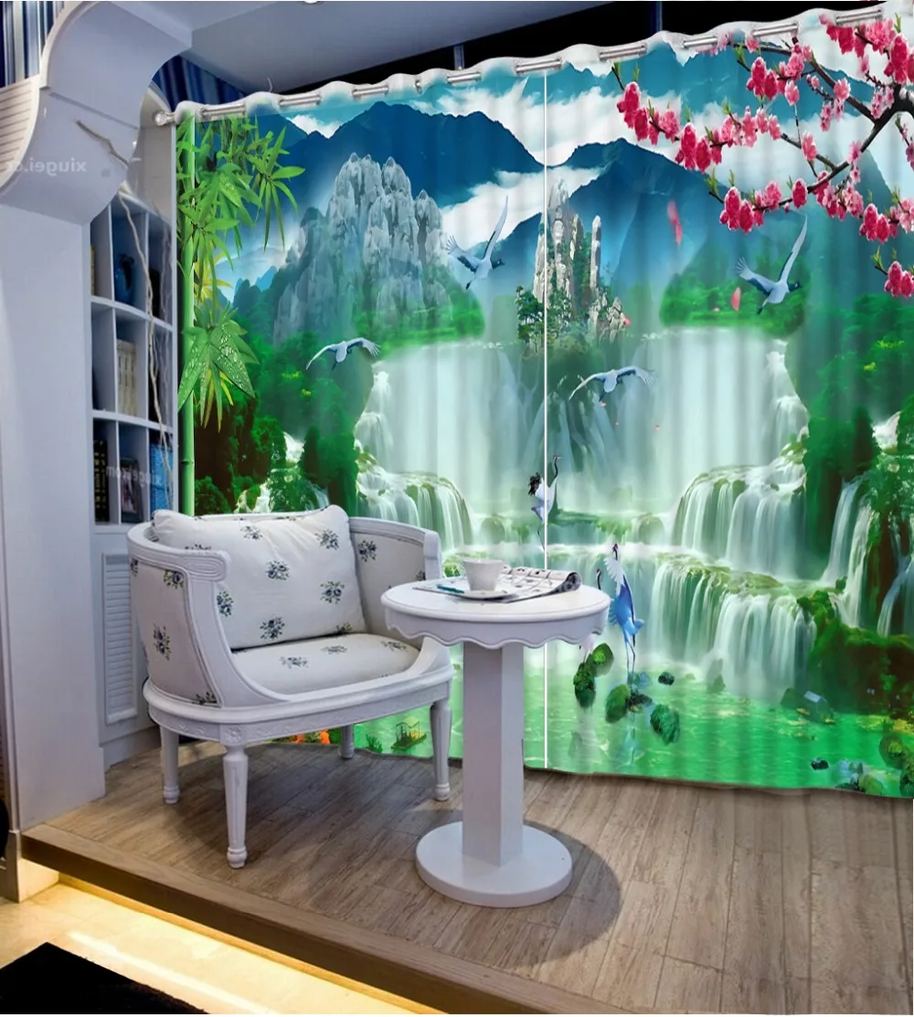 

Classic Home Decor nature scenery waterfall curtains for living room Beautiful Photo 3d curtains home bedroom decoration
