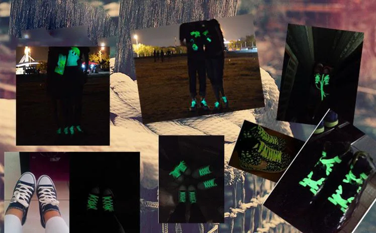 5 pairs luminous shoelace glow in the dark colors Athletic flat shoe laces 120cm Night Running Party Club Highlight | Обувь