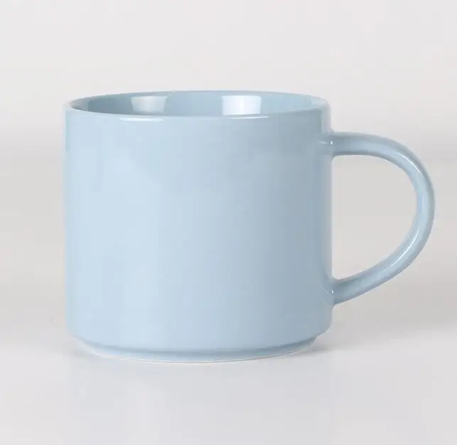Light Blue 430 мл одноцветная фарфоровая кружка, глазурованная керамическая чашка, чашка для кофе, молока, завтрака, для дома, офиса, подарок для пары друзей - Цвет: Light Blue