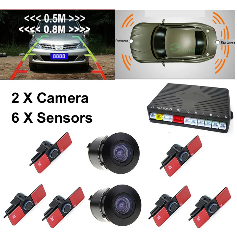 16 мм плоские датчики двойной CPU автомобильный Видео парковочный датчик