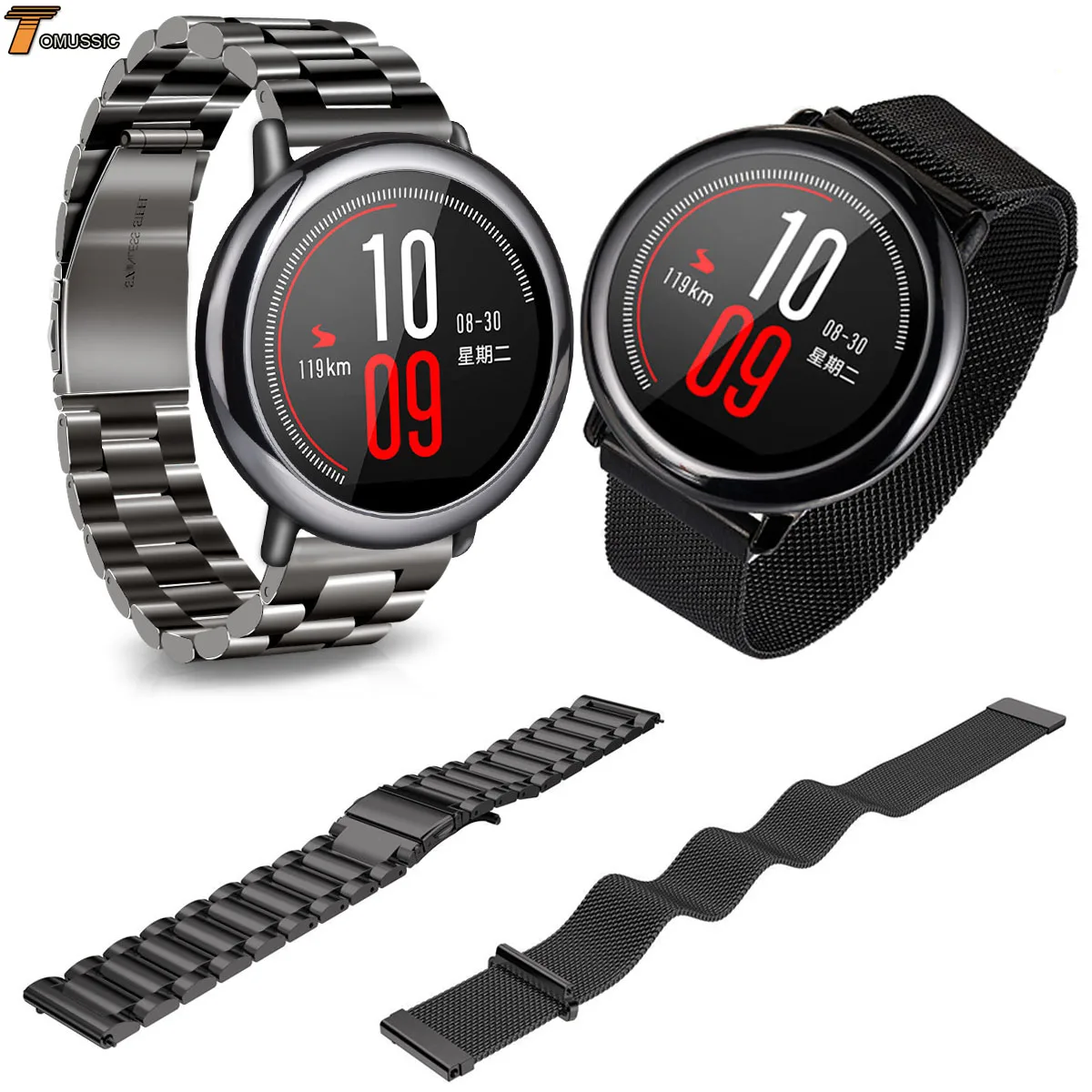 22 мм ремешок из нержавеющей стали для Xiaomi Huami Amazfit браслет Миланская петля
