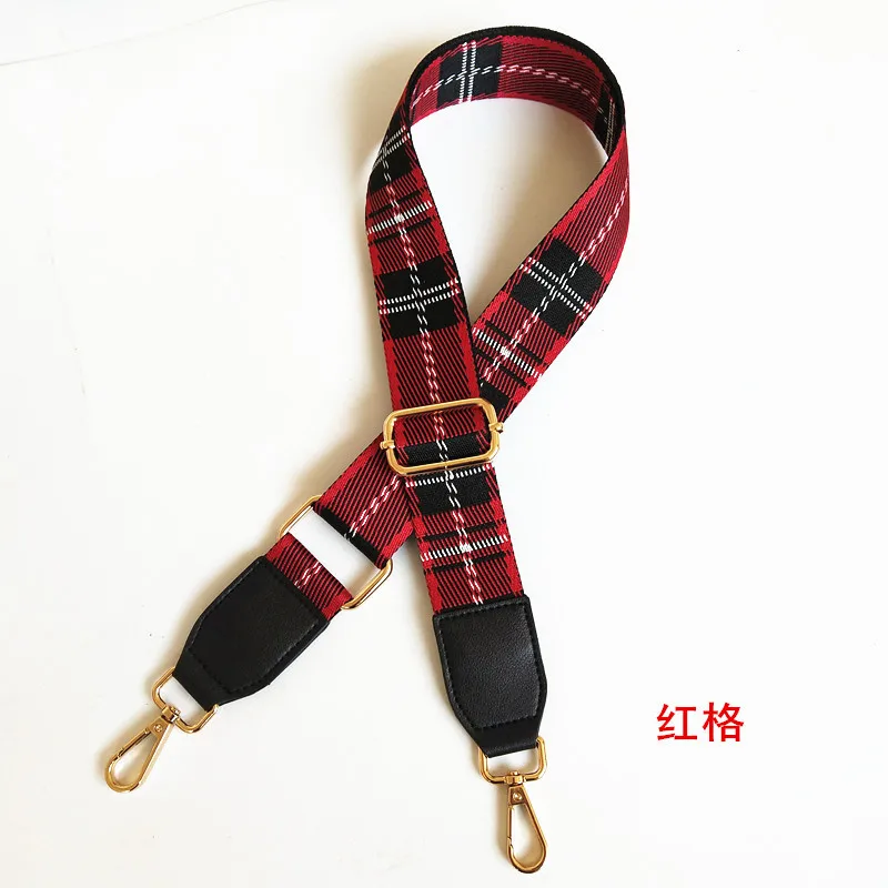 Red-Black Новая женская сумка из парусины, регулируемый ремень, модный дизайн в полоску, Золотая Пряжка, женские ремешки на плечо, легко застёгивающийся в клетку стиль, сумка на пояс - Цвет: Red-Black