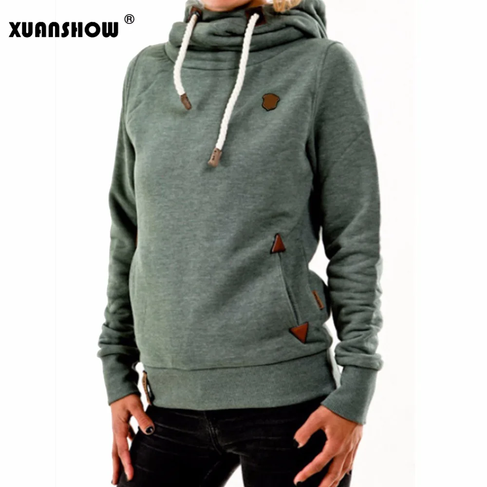 XUANSHOW 2019 зима Толстовки для женщин хлопок Длинный рукав карманный толстый Держать