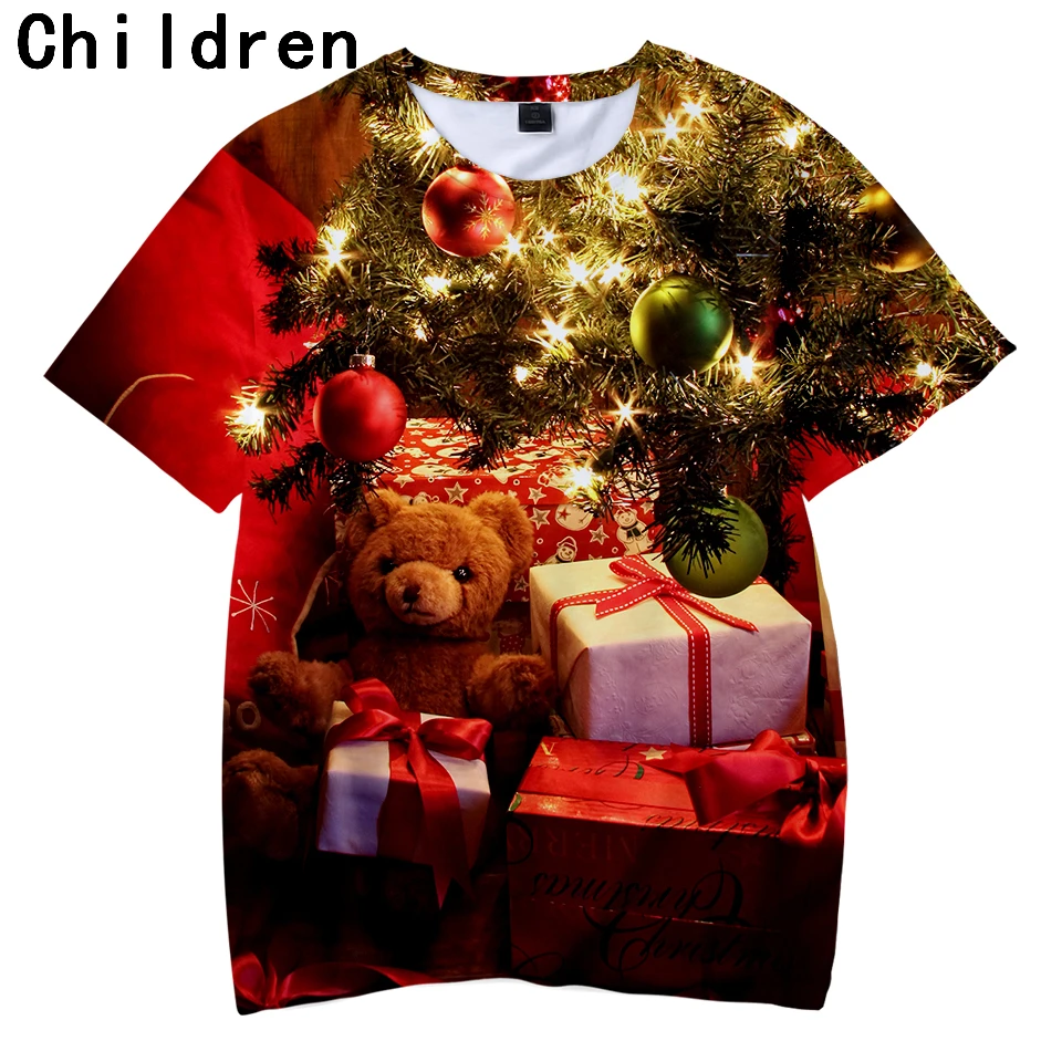 Рождественские летние детские футболки с 3D принтом Новинка 2018 года модные