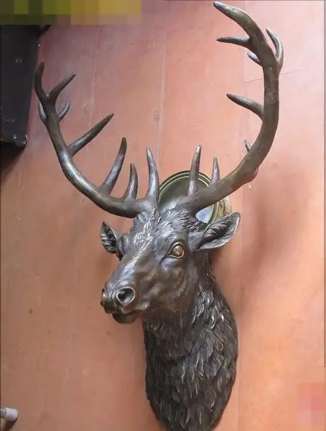 30 &quotЗападная Стена висячая художественная Чистая Бронзовая статуя голова оленя