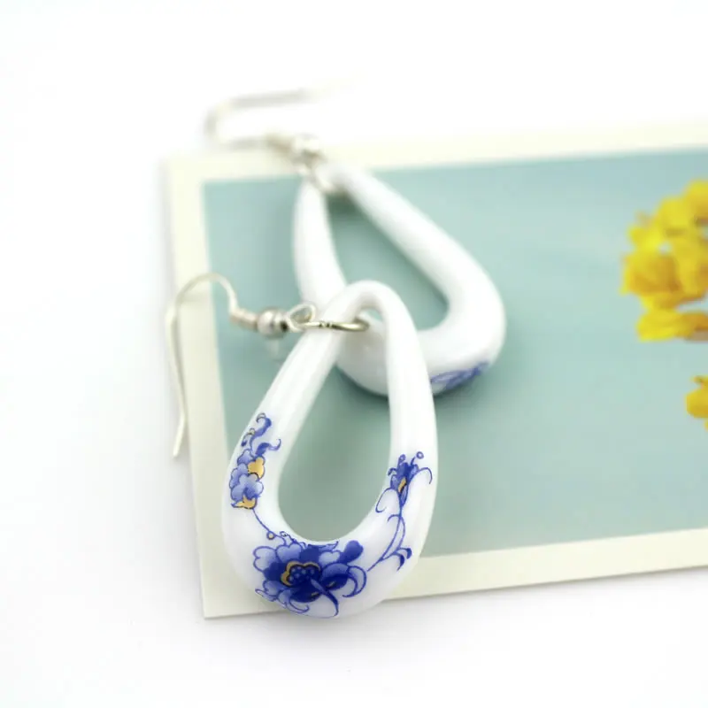 Красивые Висячие серьги с пионами женские модные керамические аксессуары ручной