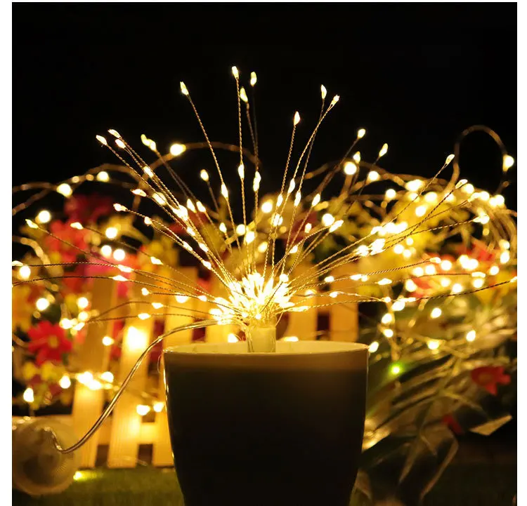 Christmas light outdoor indoor decoration Hanging firework lights LED Copper silver string Fairy Light new year home decorations