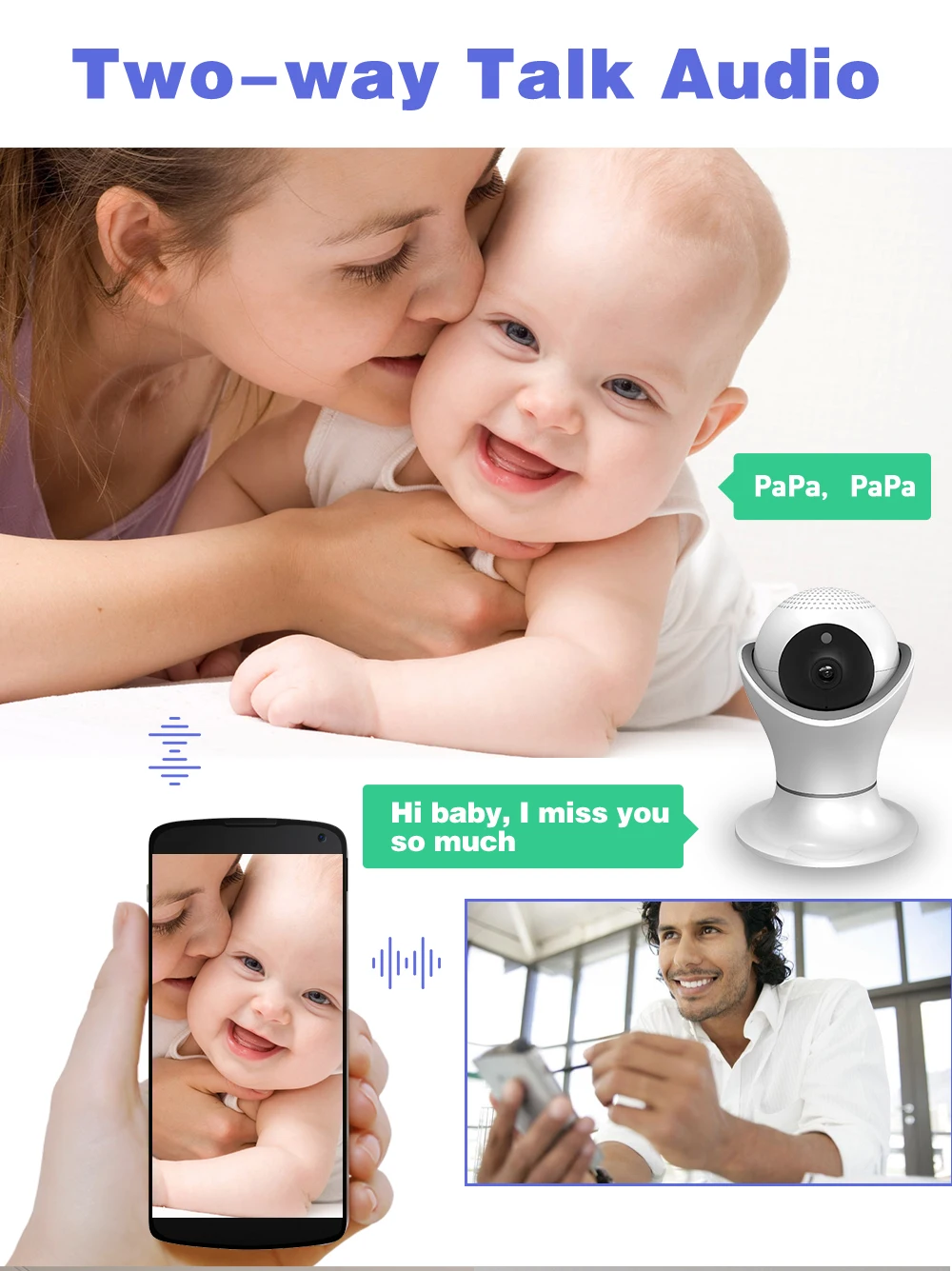 SDETER 1080P 2MP Беспроводная ip-камера Wifi домашняя камера видеонаблюдения видео запись двухстороннее аудио ночное видение Детский Монитор 1080P