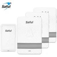 saful self powered waterproof wireless doorbell 28 rings euusukau 150m with 1 outdoor transmitter3 indoor receiver led light