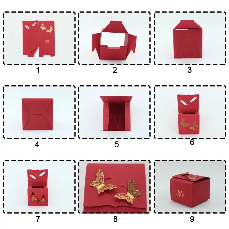 AVEBIEN 20pcs Two Butterflies Wedding Decoration Favors and Gifts For Guests Candy Box Red Cardboard Event Party Supplie | Дом и сад