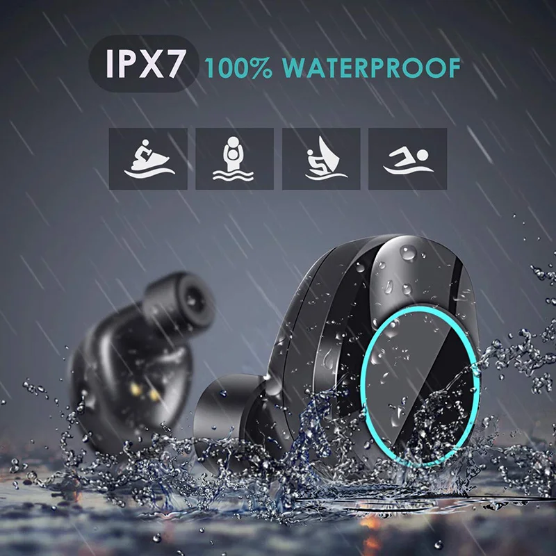 Bluetooth наушники с микрофоном, водонепроницаемые беспроводные наушники, спортивные наушники с шумоподавлением, гарнитура и зарядная коробка