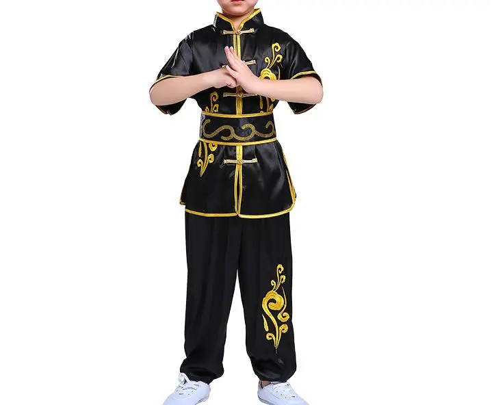 Одежда Кунг-фу с коротким рукавом и вышивкой для детей взрослых |
