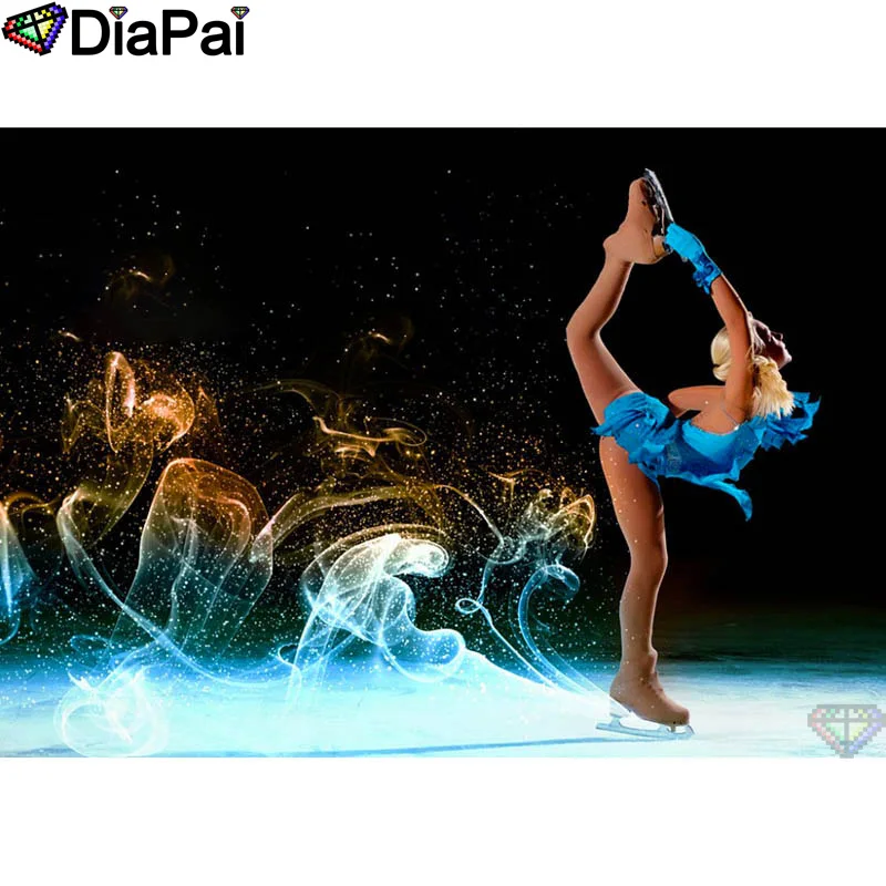 Алмазная вышивка DIAPAI 5D алмазная живопись фигура конькобежца крестом 3D декор