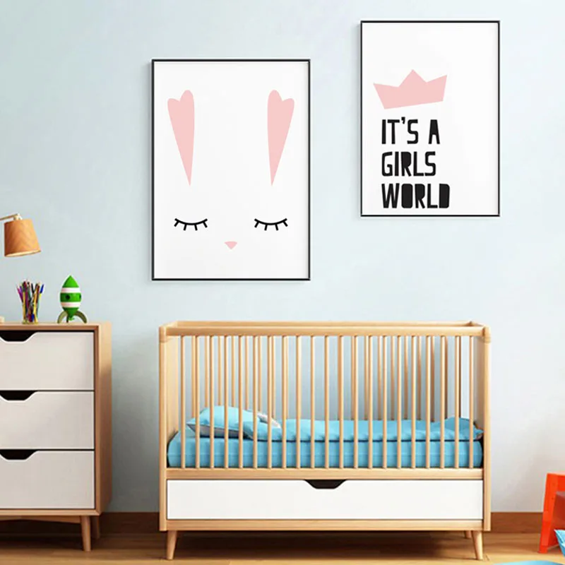 Modern Nursery Wall Art Rabbit Lover Canvas Painting Scandinavian Rainbow Posters and Prints Quotes Pictures for Living Room | Дом и сад