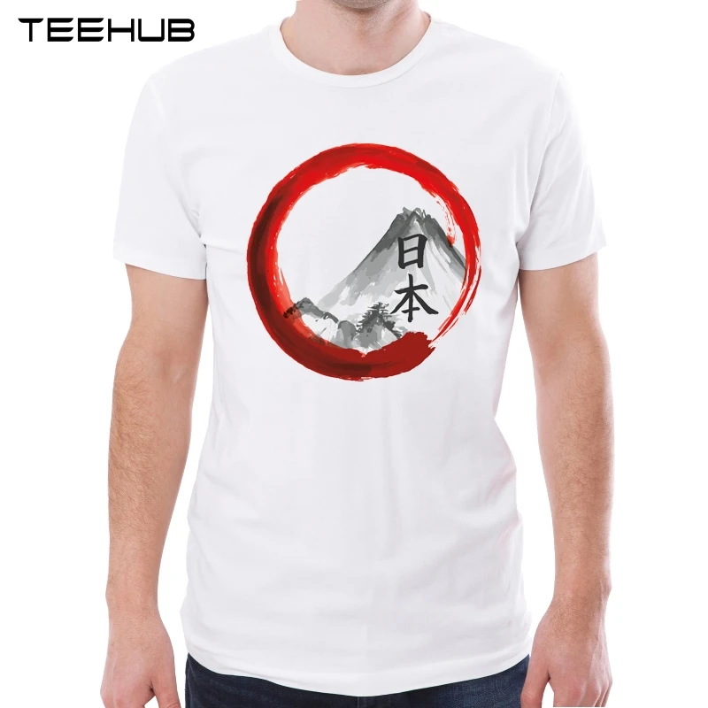 Новое поступление 2019 Мужская модная футболка TEEHUB с принтом японской горы Фуджи