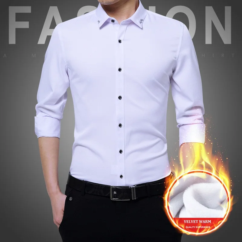 Мужская зимняя Термальность модные элегантные однотонные Цвет Slim Fit бархатные